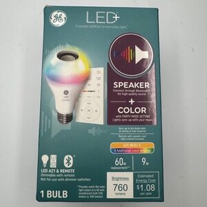 GE LED+ Speaker and Color A21 Bluetooth Light Bulb with Remote Soft White